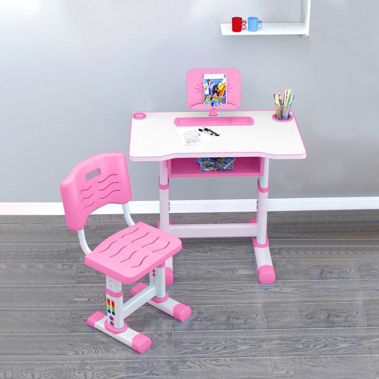 Zoomie Kids Kids Desk And Chair Set Height Adjustable With Storage